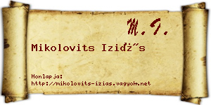 Mikolovits Iziás névjegykártya